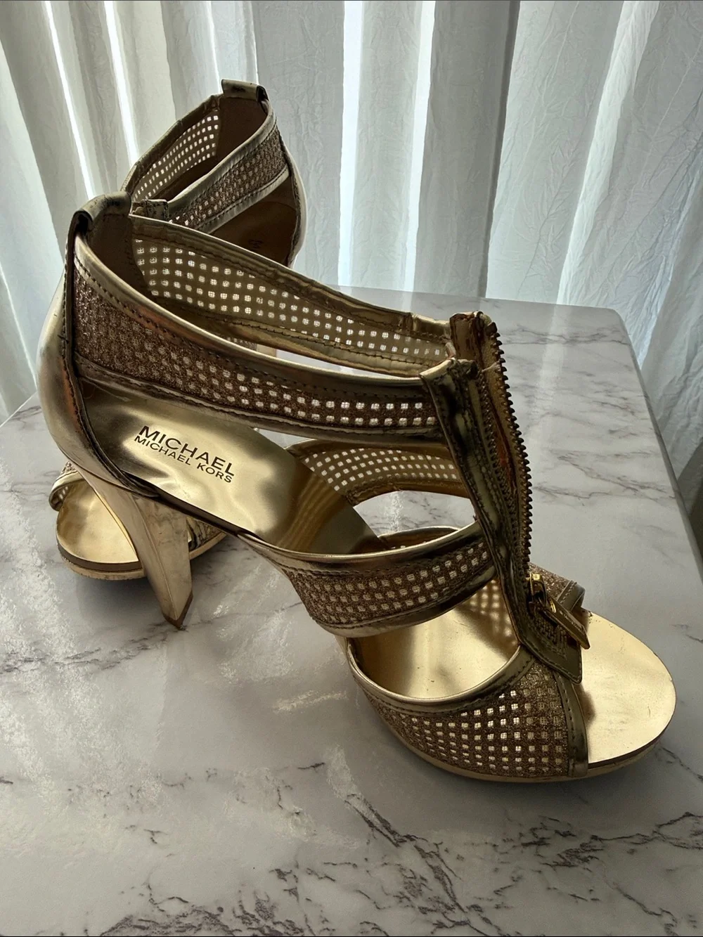 Michael Kors Metallic Gold Strappy High-Heel shoes